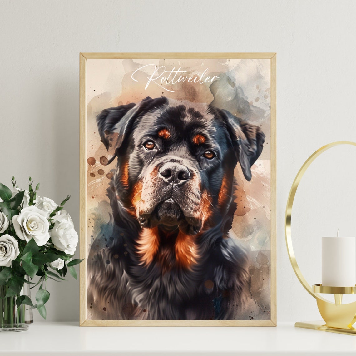 Rottweiler Poster Dog Poster Rottweiler Print Dog Wall Art Dog Photo Dog Rottweiler Watercolour Dog Portrait - Image 3