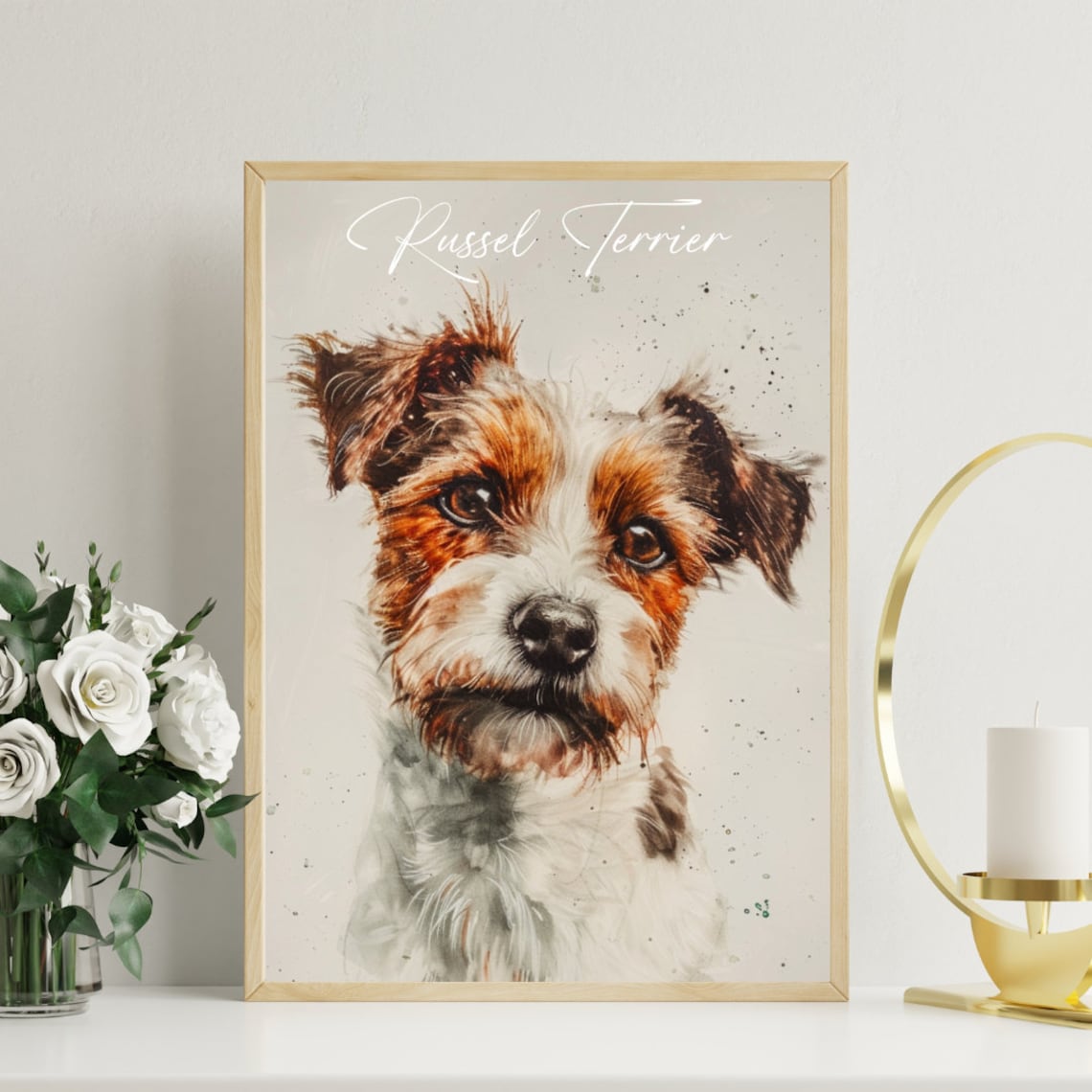 Russel Terrier Watercolor Dog Portrait Poster for Dog Lovers Gift - Image 3