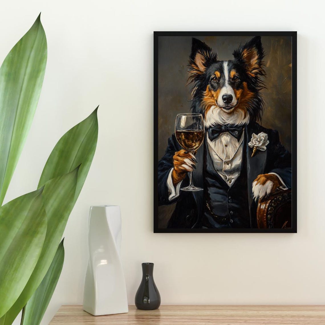 Collie In Tuxedo Poster Pet Poster Collie In Suit Print Dog Wall Art Collie Portrait Dog Living Room Poster Funny Collie Print Pet - Image 2