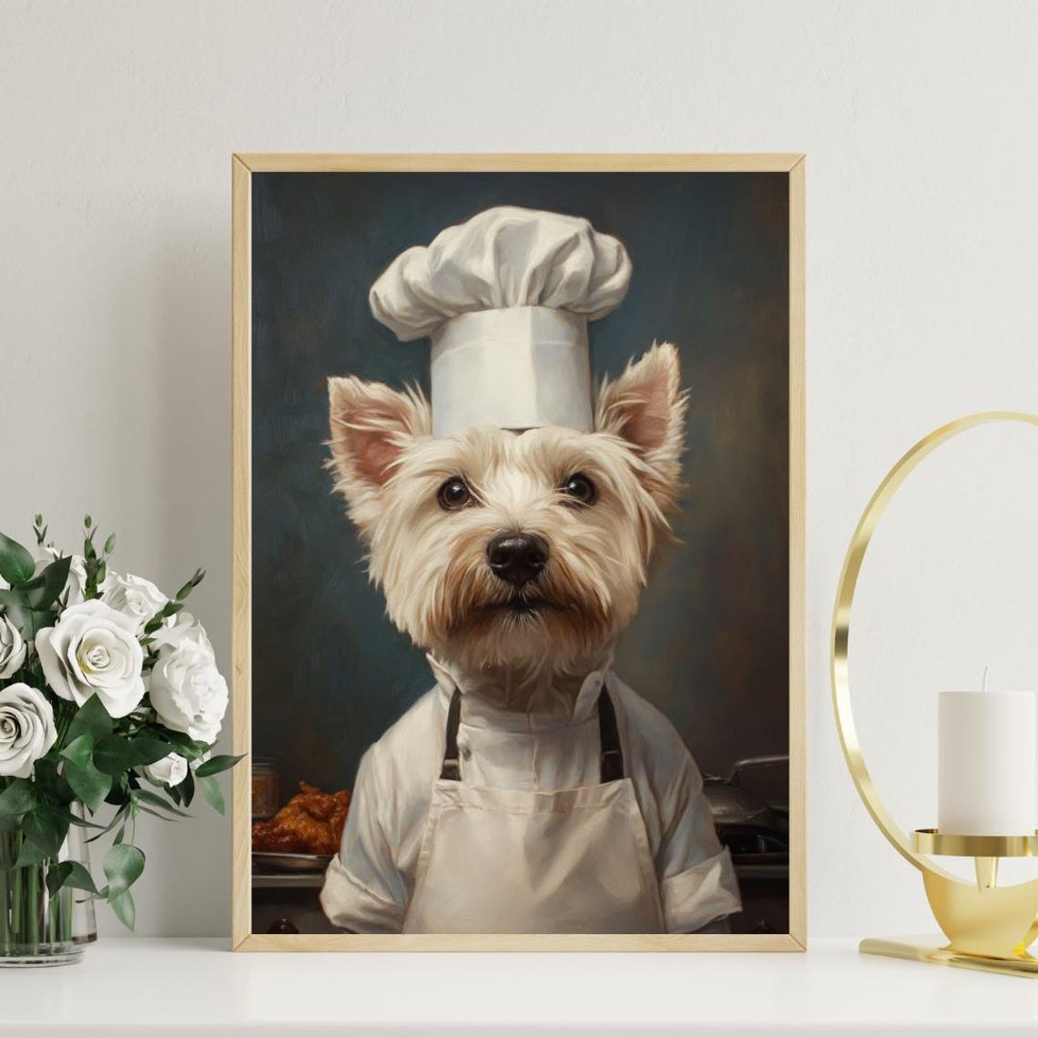 West Highland Terrier Chef Hat Apron Funny Dog Kitchen Poster - Image 3