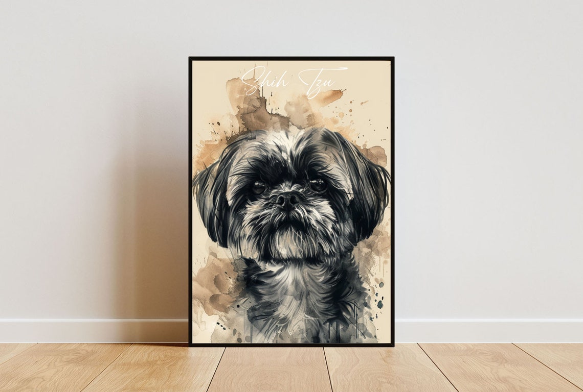 Shih Tzu Poster Dog Poster Shih Tzu Print Dog Wall Art Personalised Dog Photo Dog Shih Tzu Watercolour Customised Dog Portrait Pet