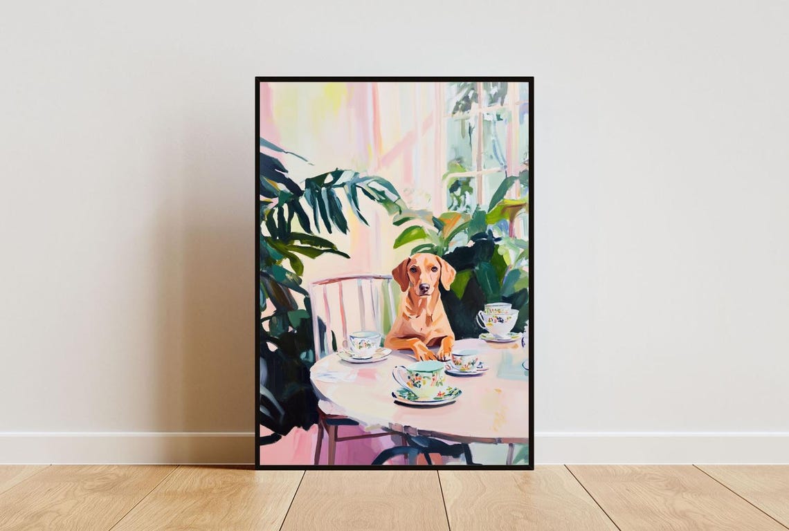 Retro Vizsla Poster Vizsla Oil Painting Vintage Vizsla Poster Dog Dining Room Wall Art Retro Dog Poster Vizsla Wall Art Pet Poster