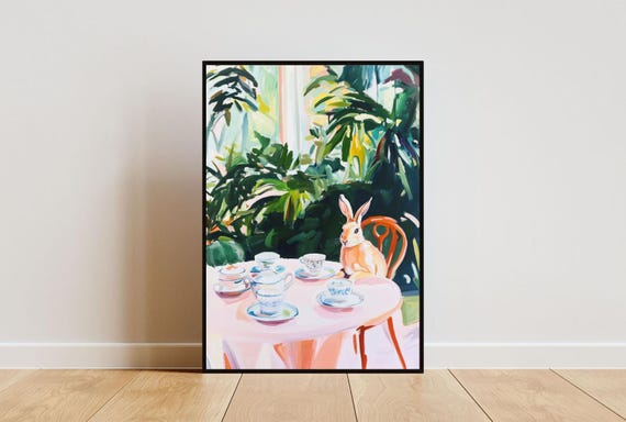 Retro Hare Poster Hare Oil Painting Vintage Hare Poster Animal Dining Room Wall Art Retro Animal Poster Funny Hare Wall Art Rabbit Art