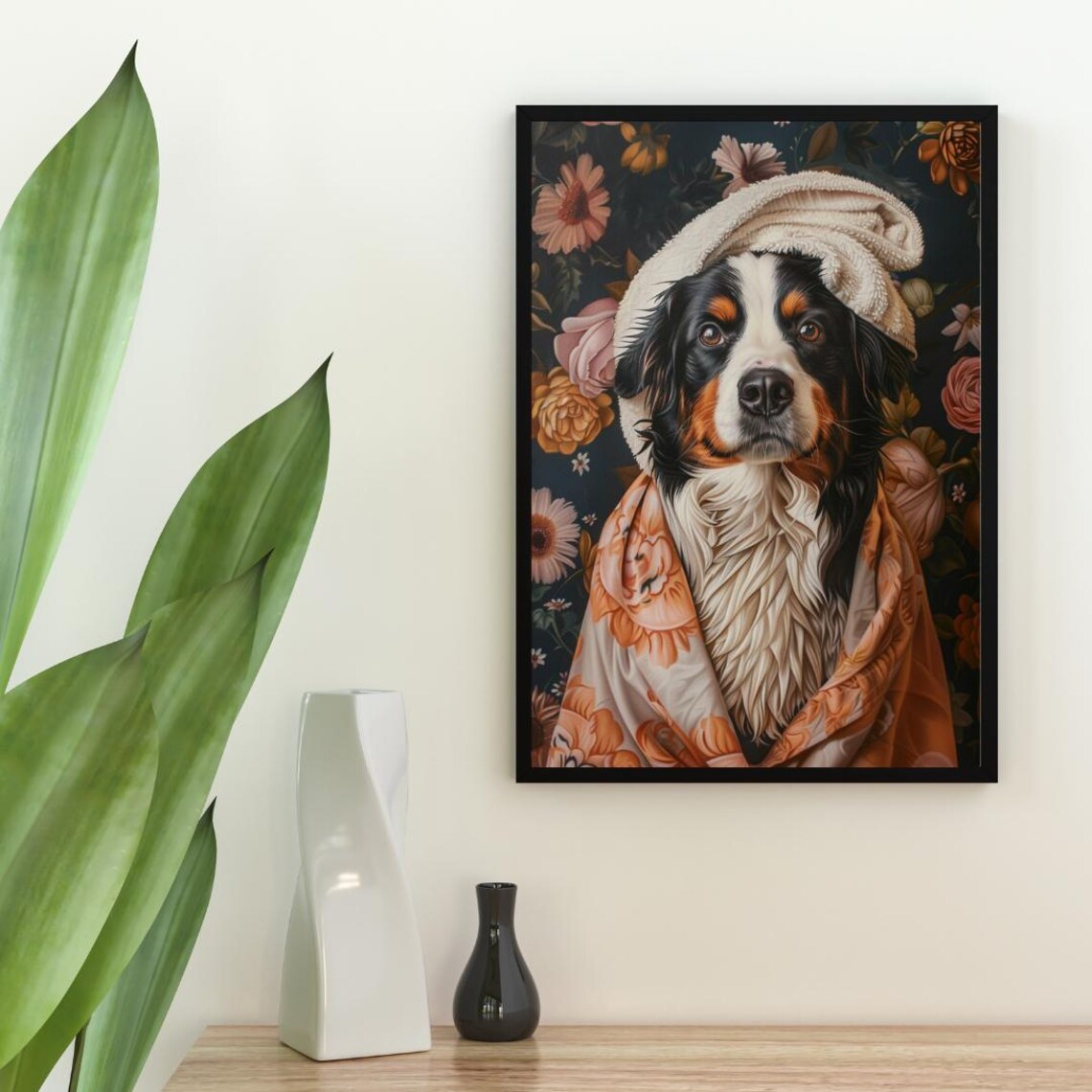 Bernese Mountain Dog Spa Day Bathrobe Towel Funny Cute Pet Poster - Image 2