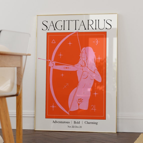 Sagittarius Goddess Wall Art Print Zodiac Astrology Poster Star Sign Birthday Giftretro