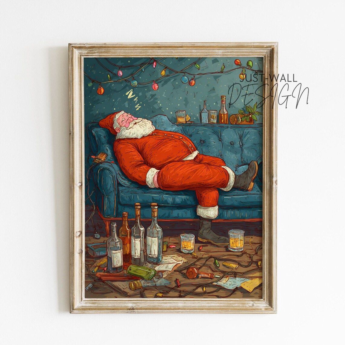 Funny Santa Claus Vintage Christmas Poster