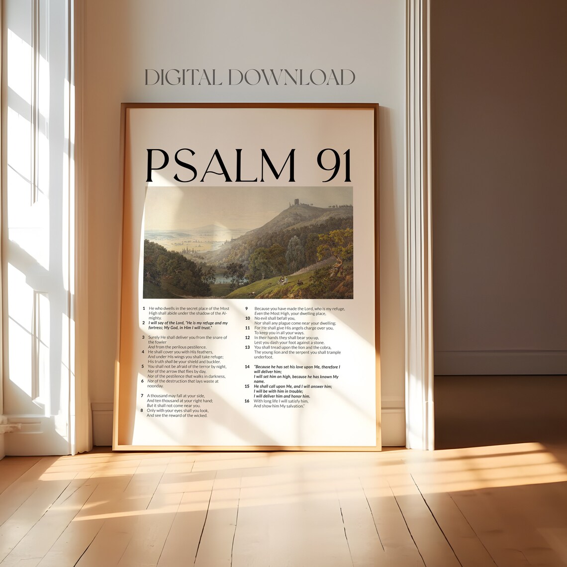 Psalm 91 Bible Verse Vintage Christian Art Print - Image 4