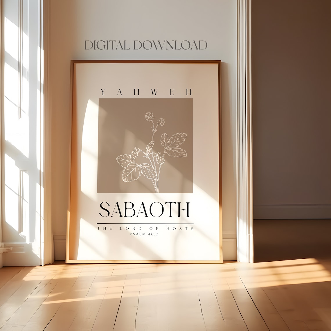 Yahweh Sabaoth The Lord of Hosts Psalm 46 7 Neutral Line Art Poster - Image 4