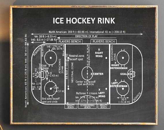 Ice Hockey Rink Poster, Ice Hockey Player Art Print