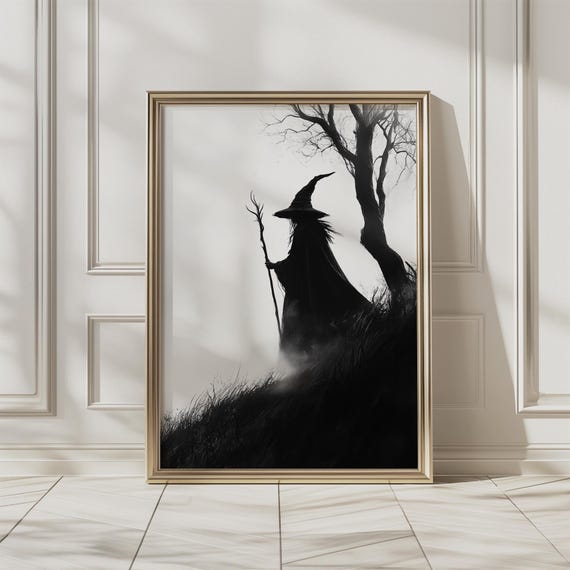 Witch On Hill Halloween Wall Art Decor Witchy Vintage Prints
