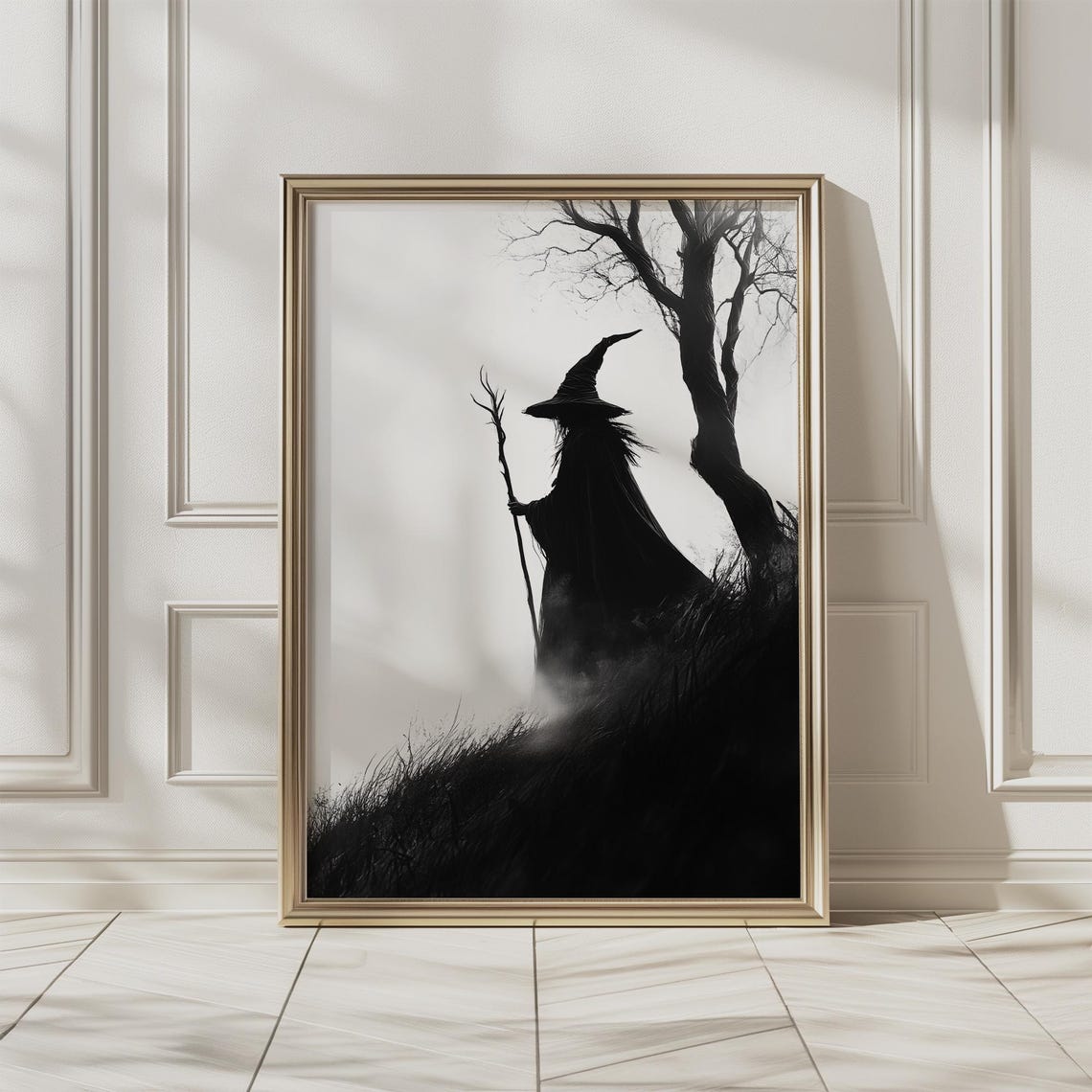 Witch On Hill Halloween Wall Art Decor Witchy Vintage Prints