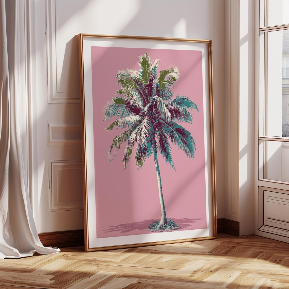 Tropical Pop Art Palm Tree Wall Summer Beach Poster Print Pastel
