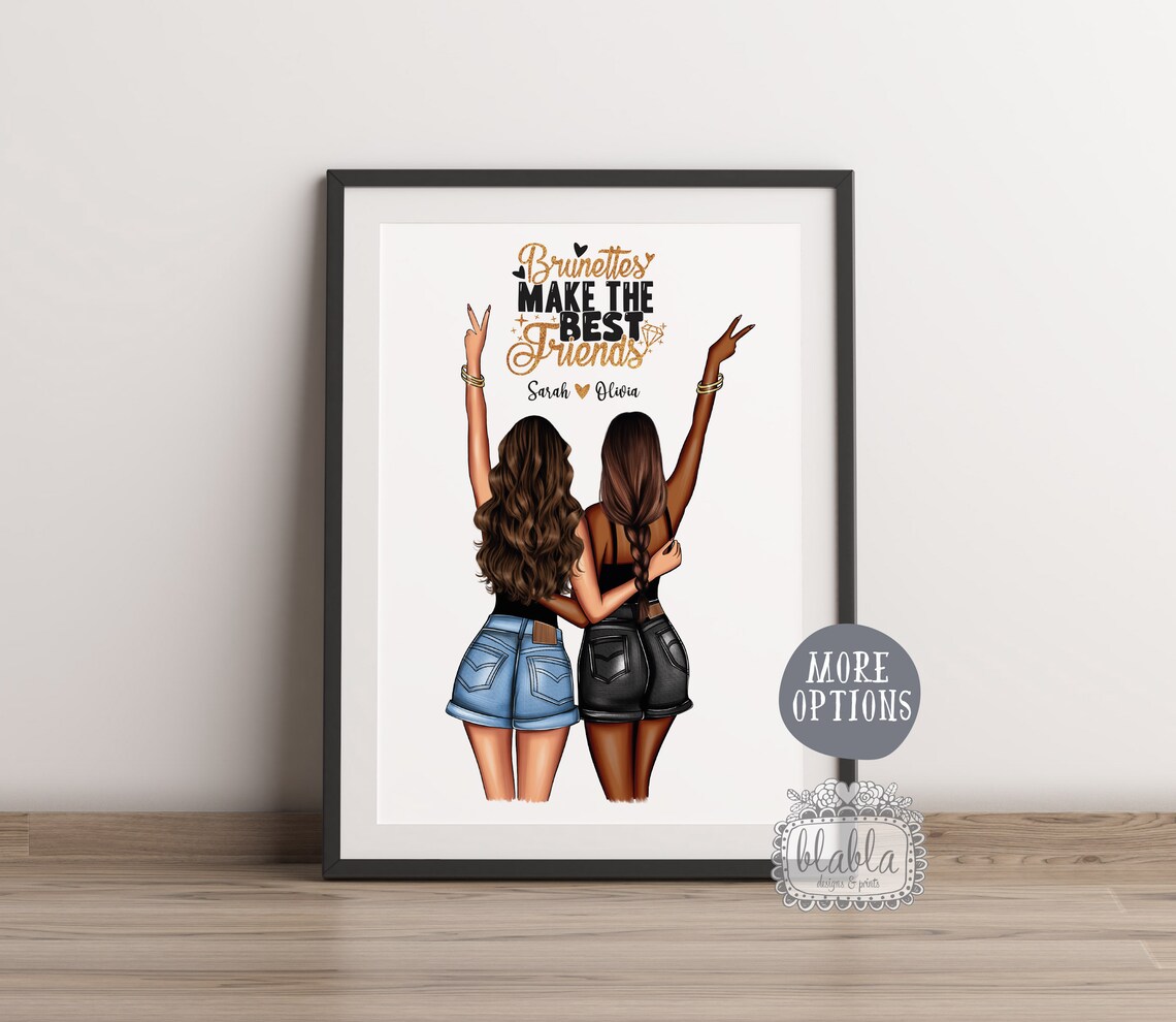 Soul Sistas Best Friends Denim Shorts Fun Friendship Quote Print - Image 2