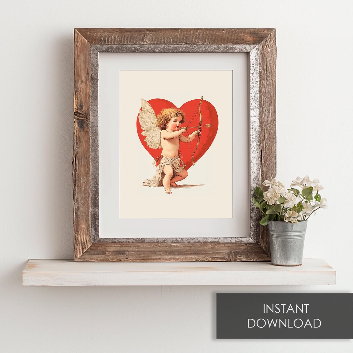 Heart Valentines Day Cupid Retro Romantic Art Print - Image 6