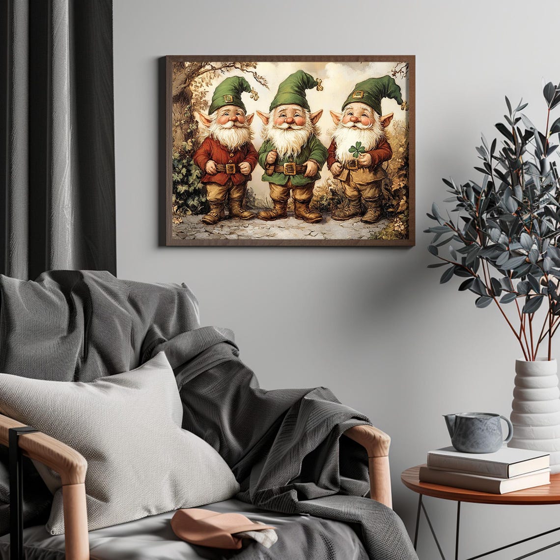 Three Irish Leprechaun Gnomes With Shamrock St Patricks Day Poster - Image 4