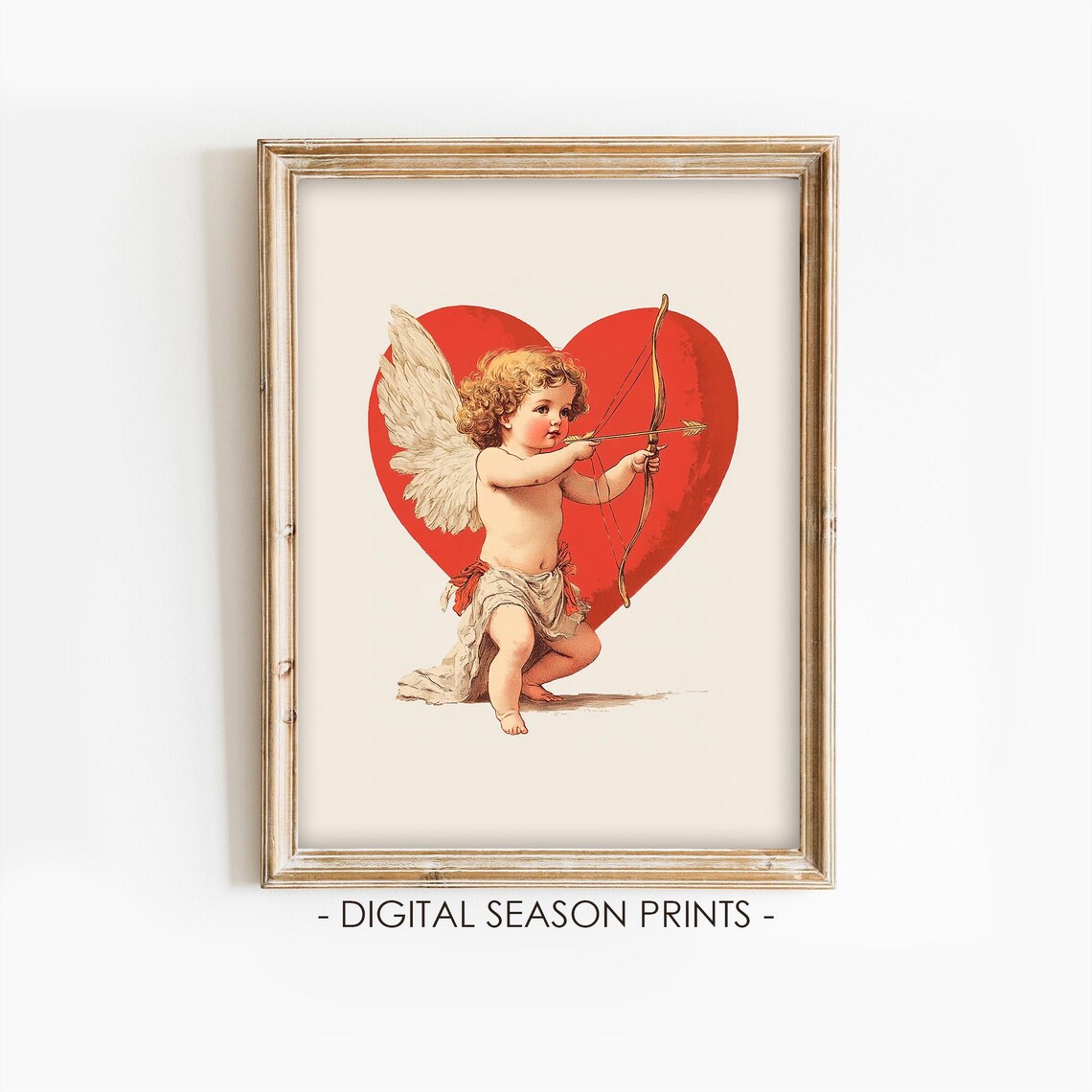 Heart Valentines Day Cupid Retro Romantic Art Print