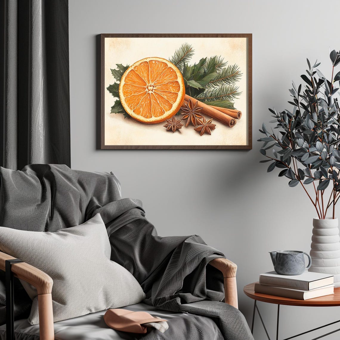 Orange Slice with Cinnamon Star Anise Christmas Botanical Poster - Image 4
