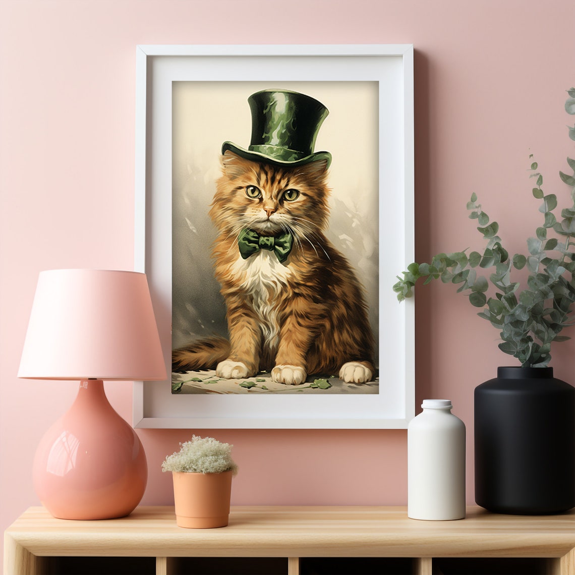 Saint Patricks Day Cat Green Top Hat and Bow Tie Irish Poster - Image 5
