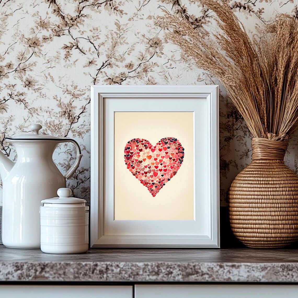 Watercolor Heart Made Of Tiny Colorful Hearts Valentines Day Print - Image 4