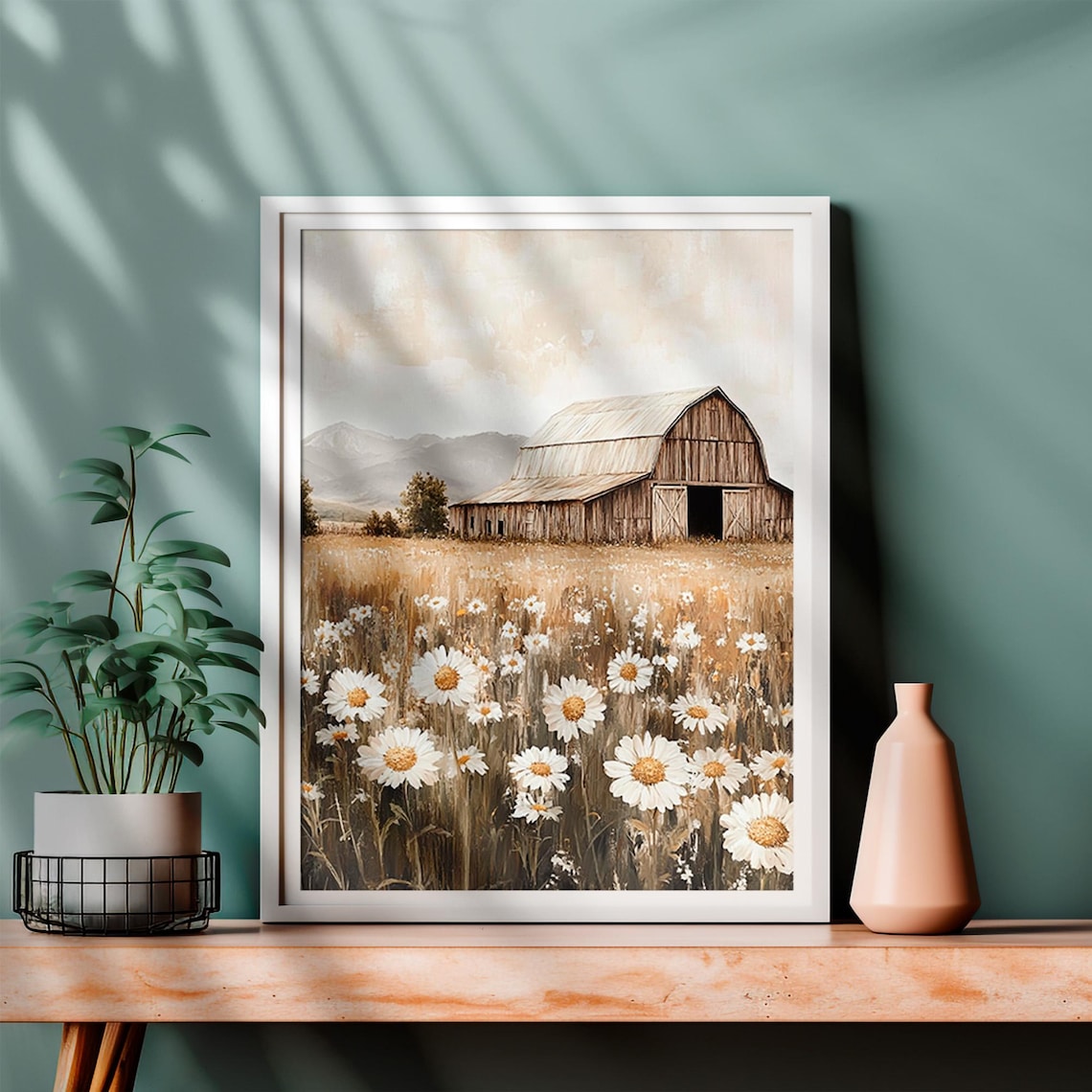 Old Barn Farmhouse Rustic Country Landscape Art Print - Image 4
