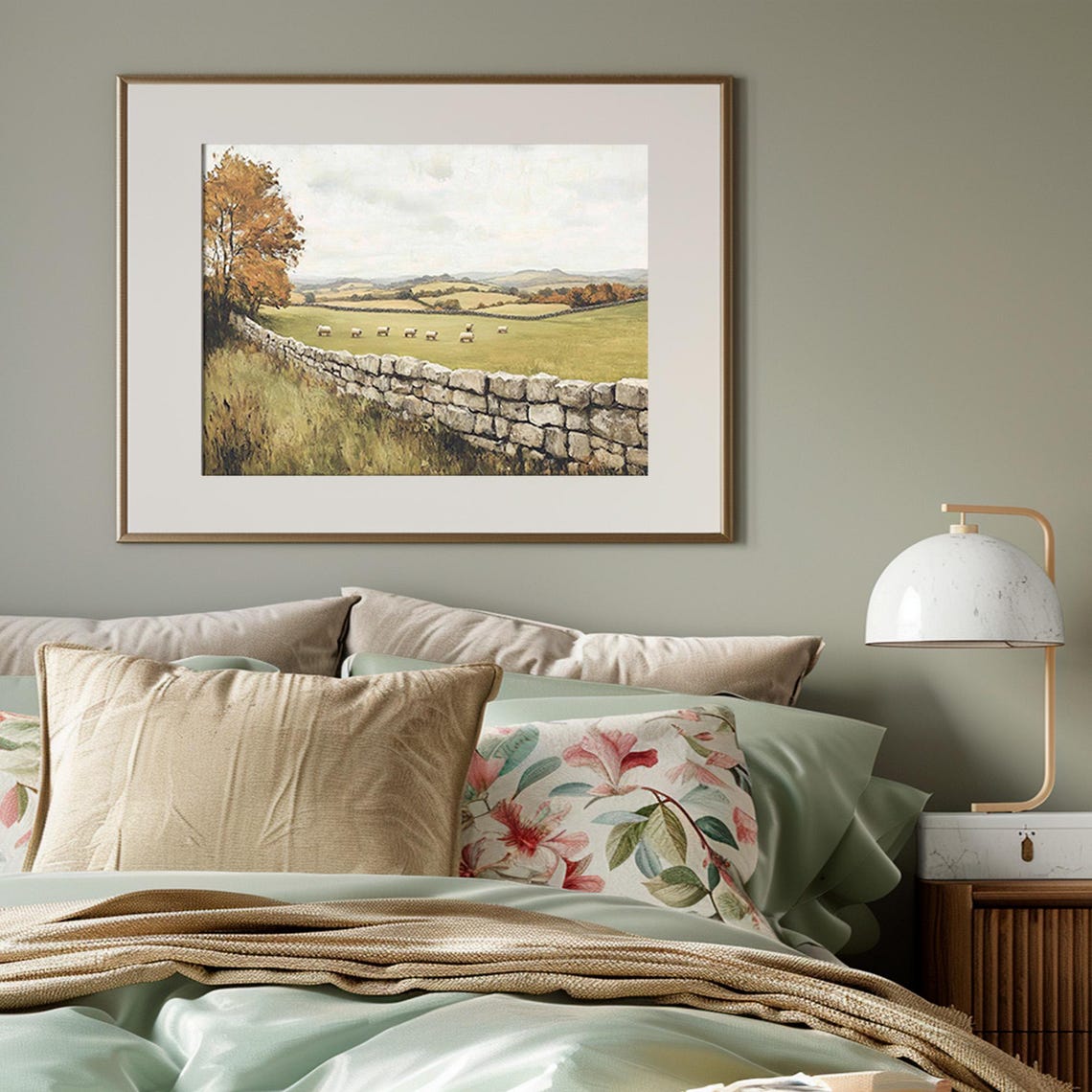 Irish Countryside Stone Wall Sheep Grazing Autumn Field Poster - Image 4
