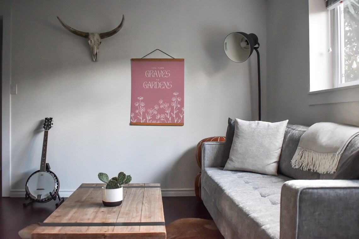 You Turn Graves To Gardens Mauve Floral Christian Worship Poster - Image 2