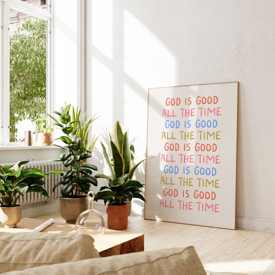 God Is Good Christian Quote Wall Art Apartment Decor Housewarming Gift Colorful Typography Bible Verse Wall Art - Image 4