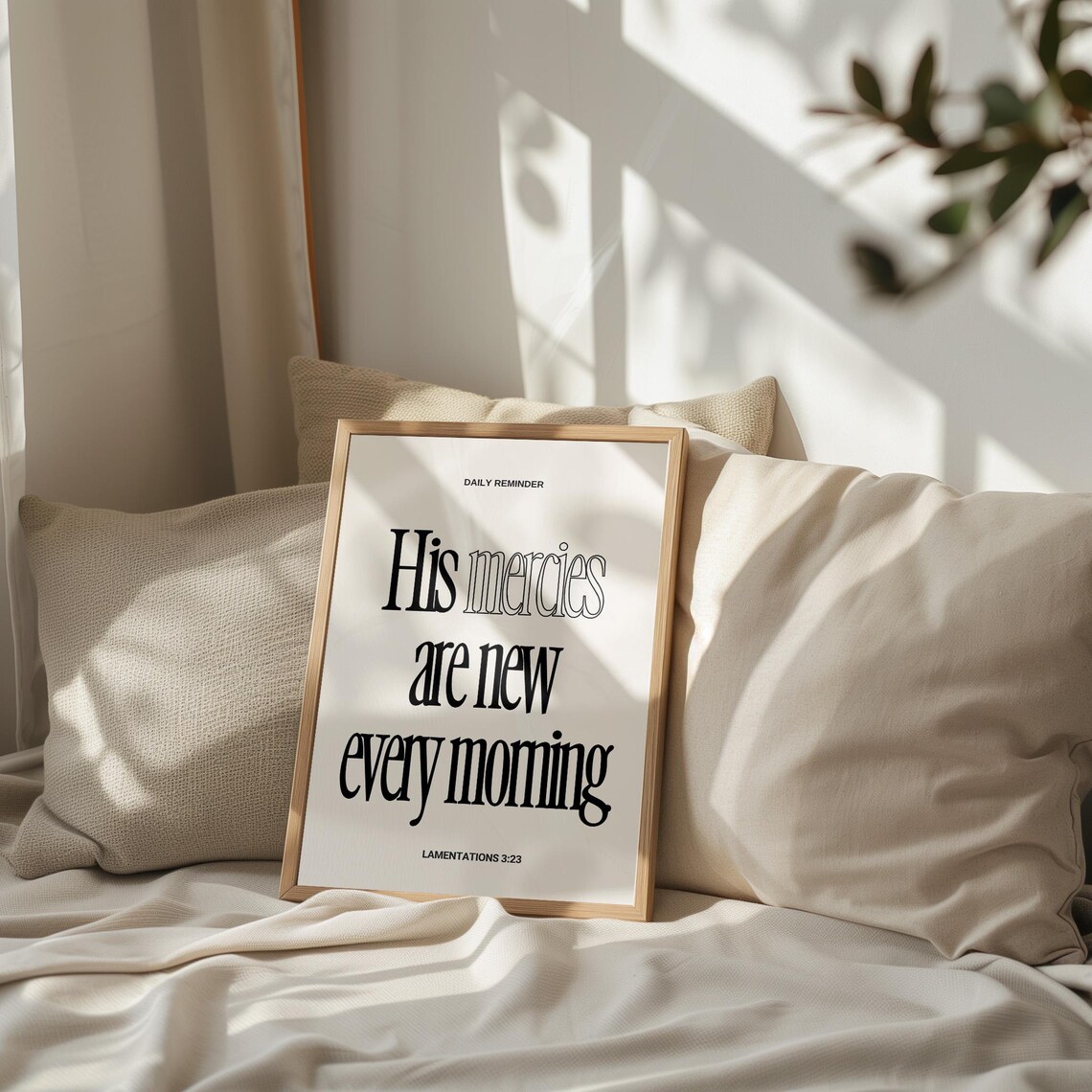 Daily Reminder His Mercies Are New Every Morning Black Typography Poster - Image 3