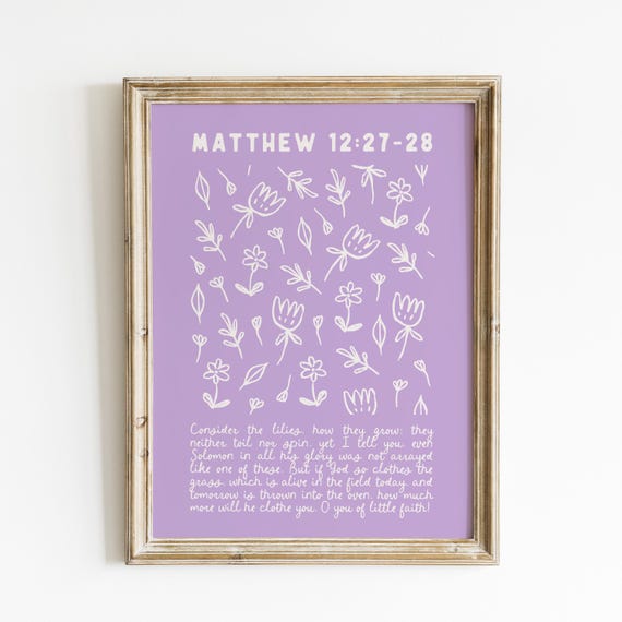 Consider The Lilies Bible Verse Wall Art Wall Art Quote Christian Prints Motivational Inspirational Minimalist Wall Art Quotes