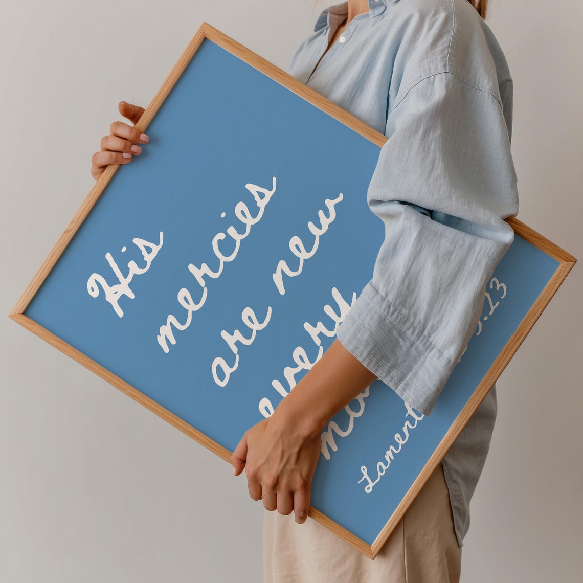His Mercies Are New Every Morning Blue Hand Lettered Script Poster - Image 3