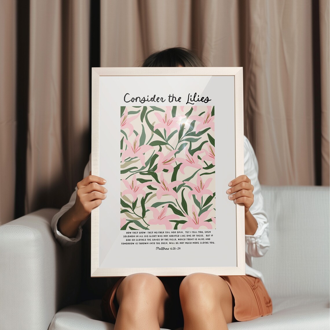 Matthew 6 Consider The Lilies Modern Christian Art Poster - Image 4