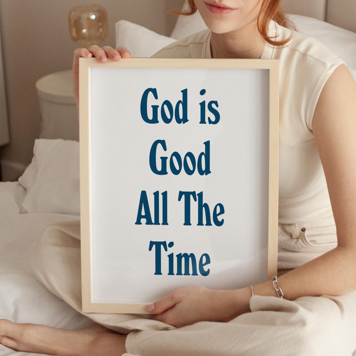 God Is Good All The Time Navy Blue Minimalist Typography Christian Poster - Image 4
