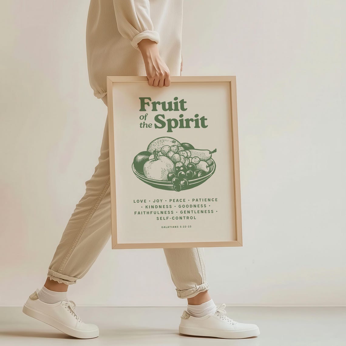 Fruit of the Spirit Galatians 5:22-23 Green Fruit Bowl Poster - Image 4