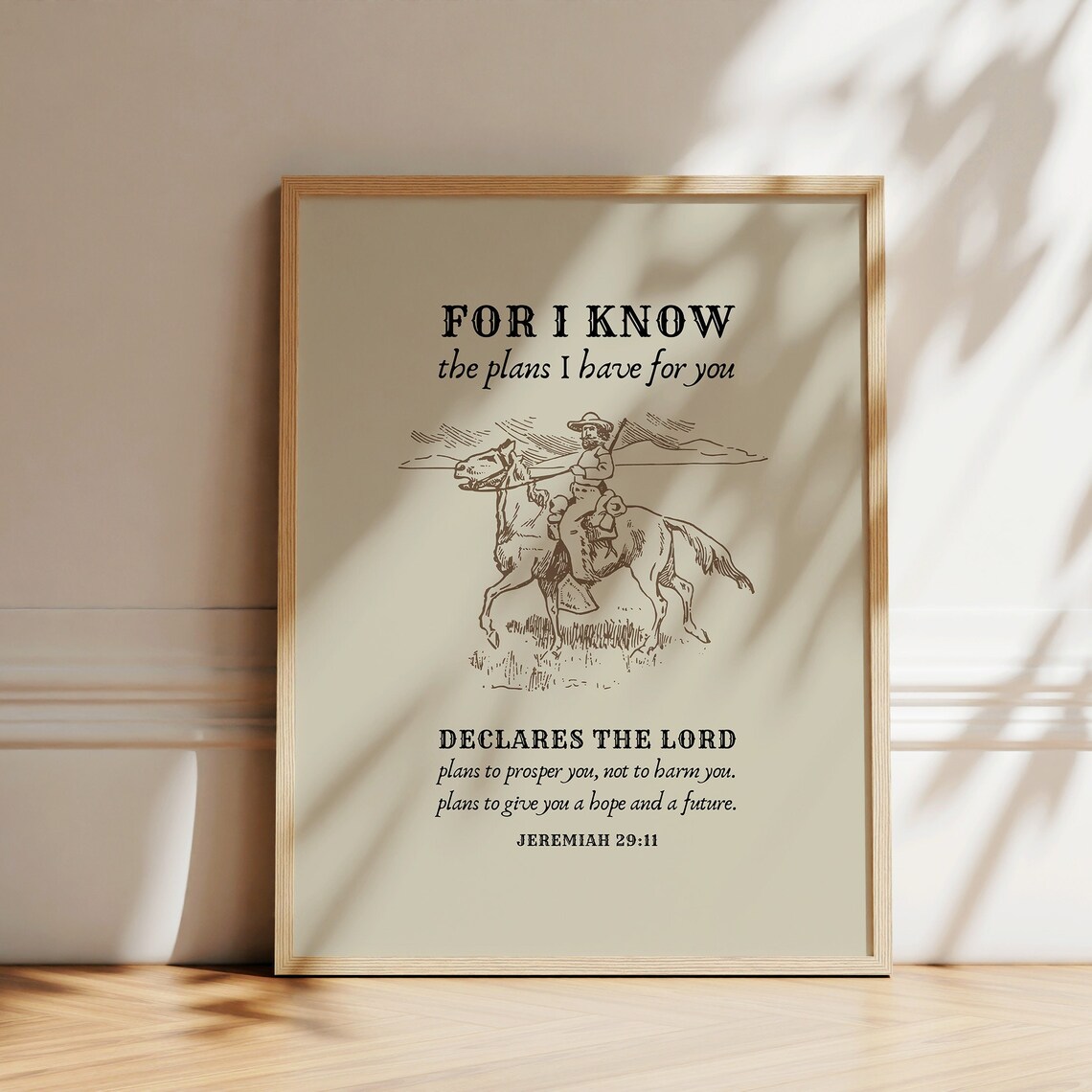 Jeremiah 29:11 Vintage Cowboy Bible Verse Art Print - Image 4