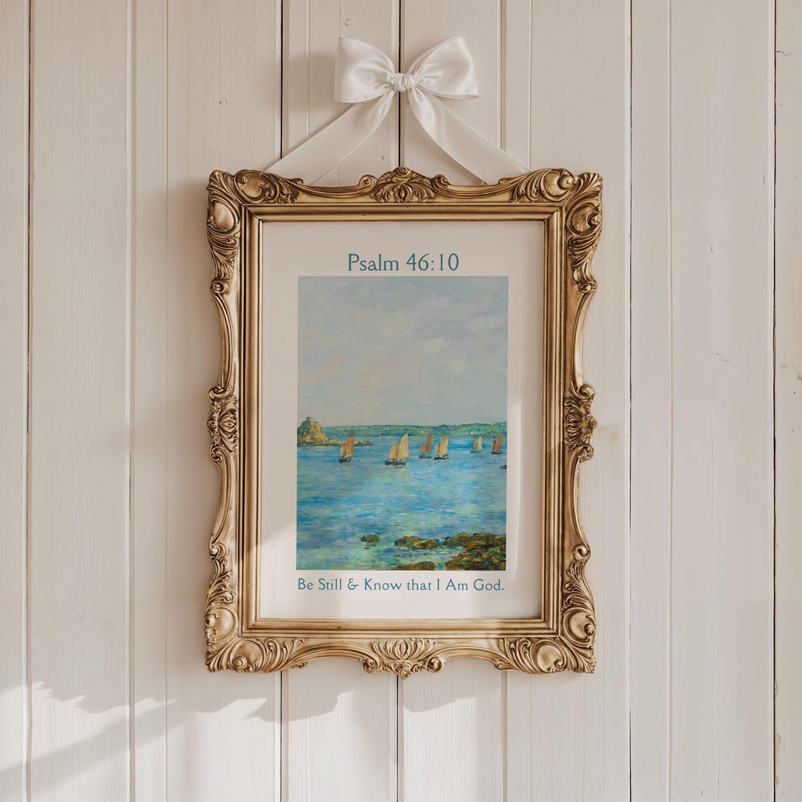 Psalm 46:10 Be Still And Know That I Am God Coastal Sailboat Poster - Image 3
