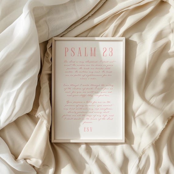 Psalm 23 Christian Wall Art Wall Art Bible Verse Wall Art Dorm Room Decor Christian Apartment Housewarming Gift Pink Wall Art