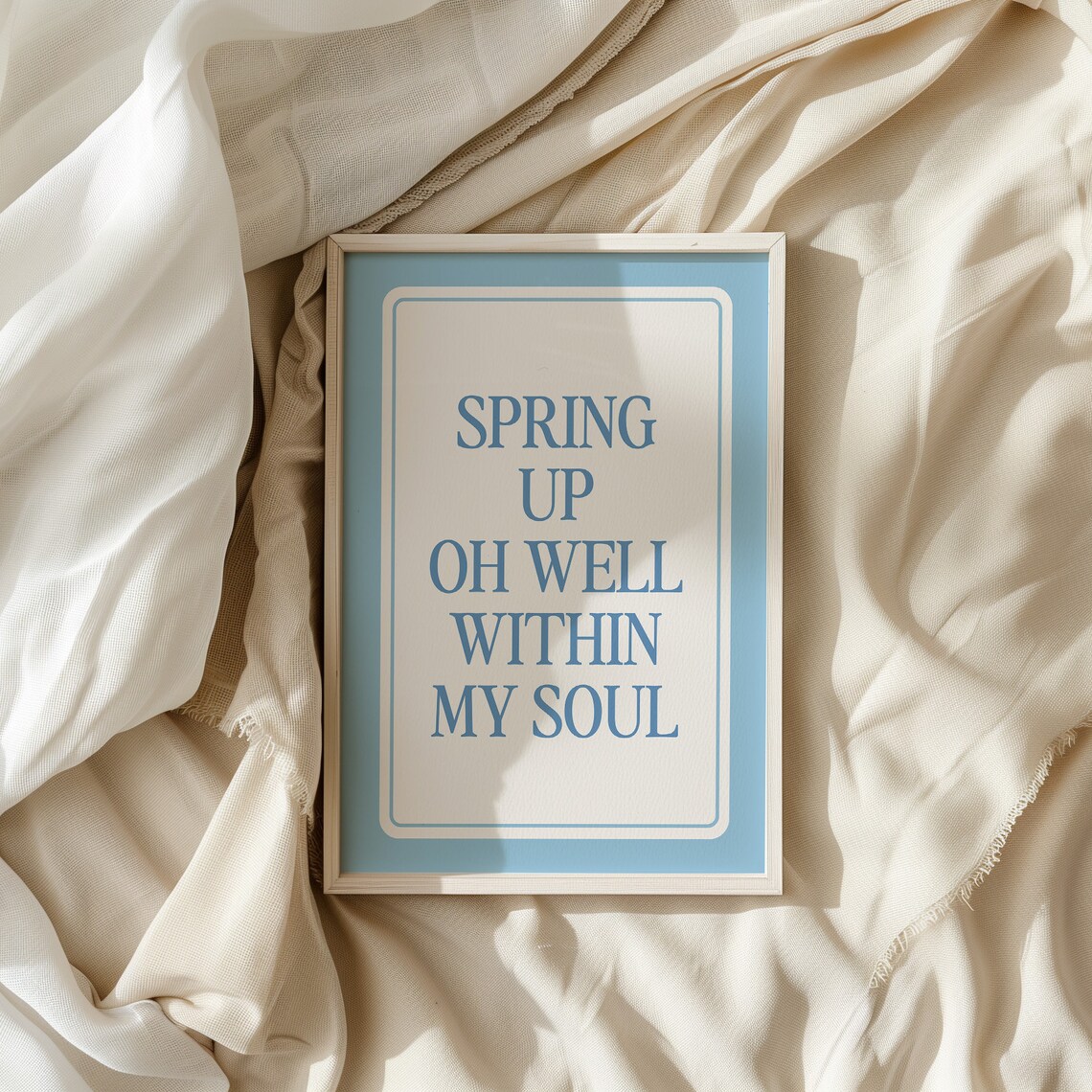 Spring Up Oh Well Within My Soul Blue Bordered Minimalist Hymn Lyric Wall Art - Image 4