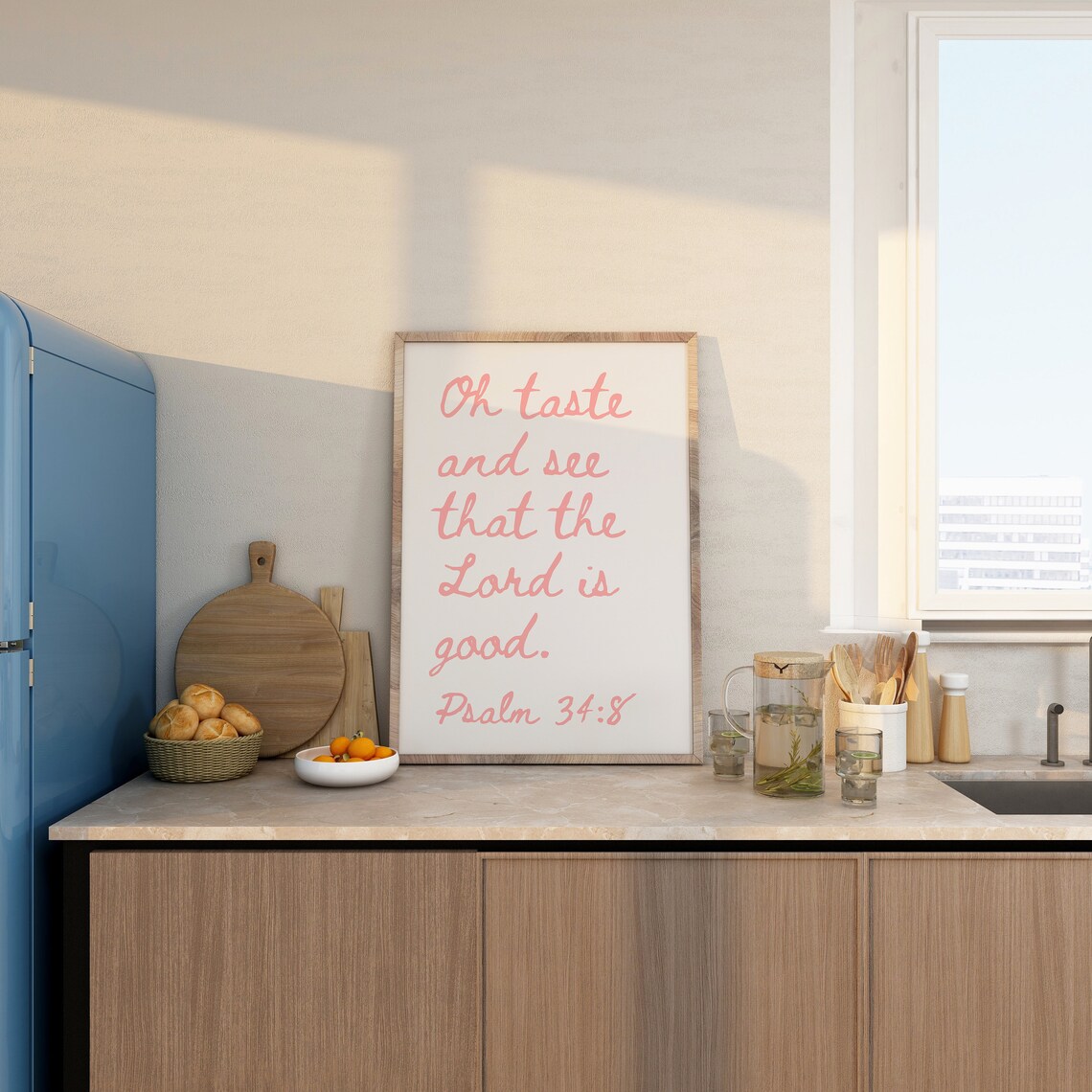 Psalm 34:8 Christian Coastal Faith Poster - Image 4