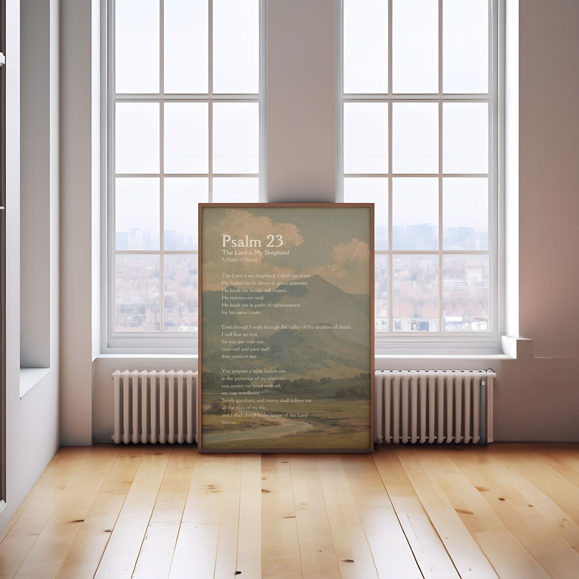 Psalm 23 Vintage Landscape Christian Art Print - Image 4