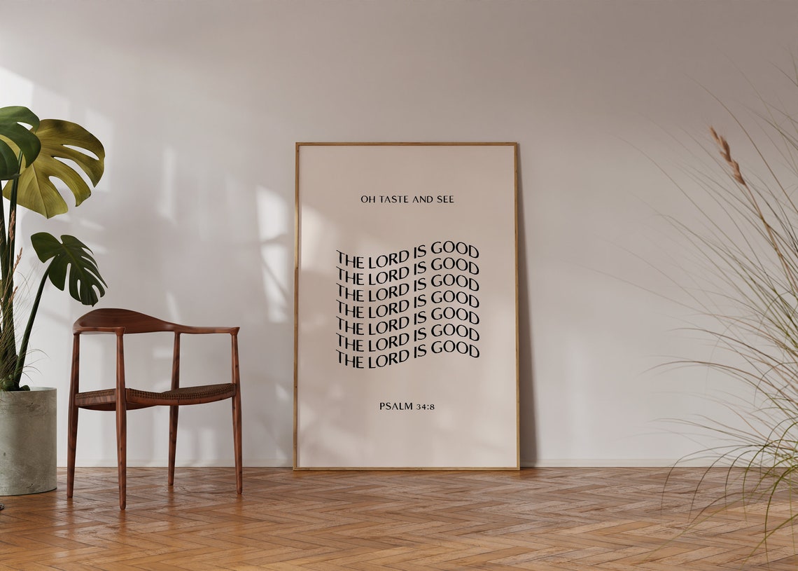 Oh Taste And See The Lord Is Good Psalm 34:8 Retro Wavy Poster - Image 4