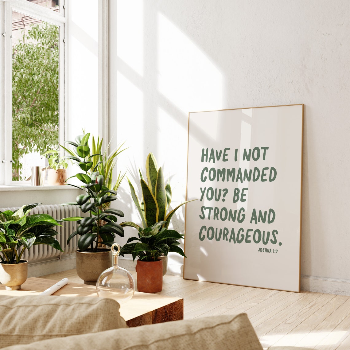 Be Strong And Courageous Joshua 1:9 Sage Green Quote Christian Print - Image 3