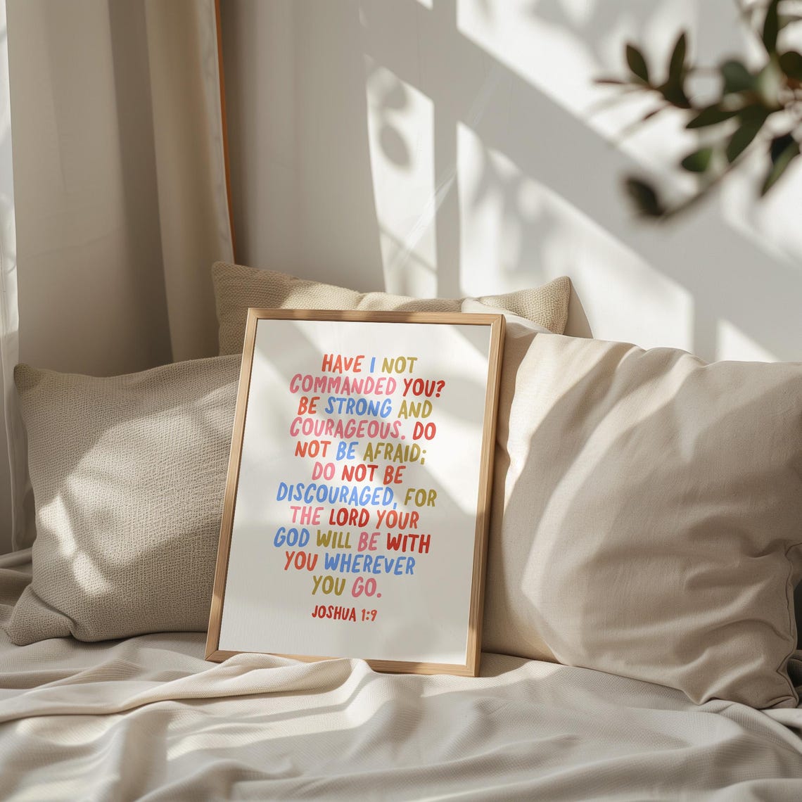 Joshua 1 9 Be Strong And Courageous Colorful Hand Lettered Poster - Image 3