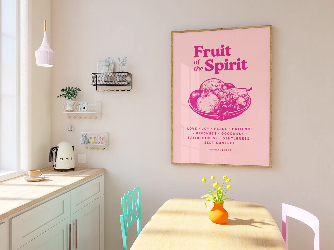Fruit Of The Spirit Retro Kitchen Art Print - Image 3