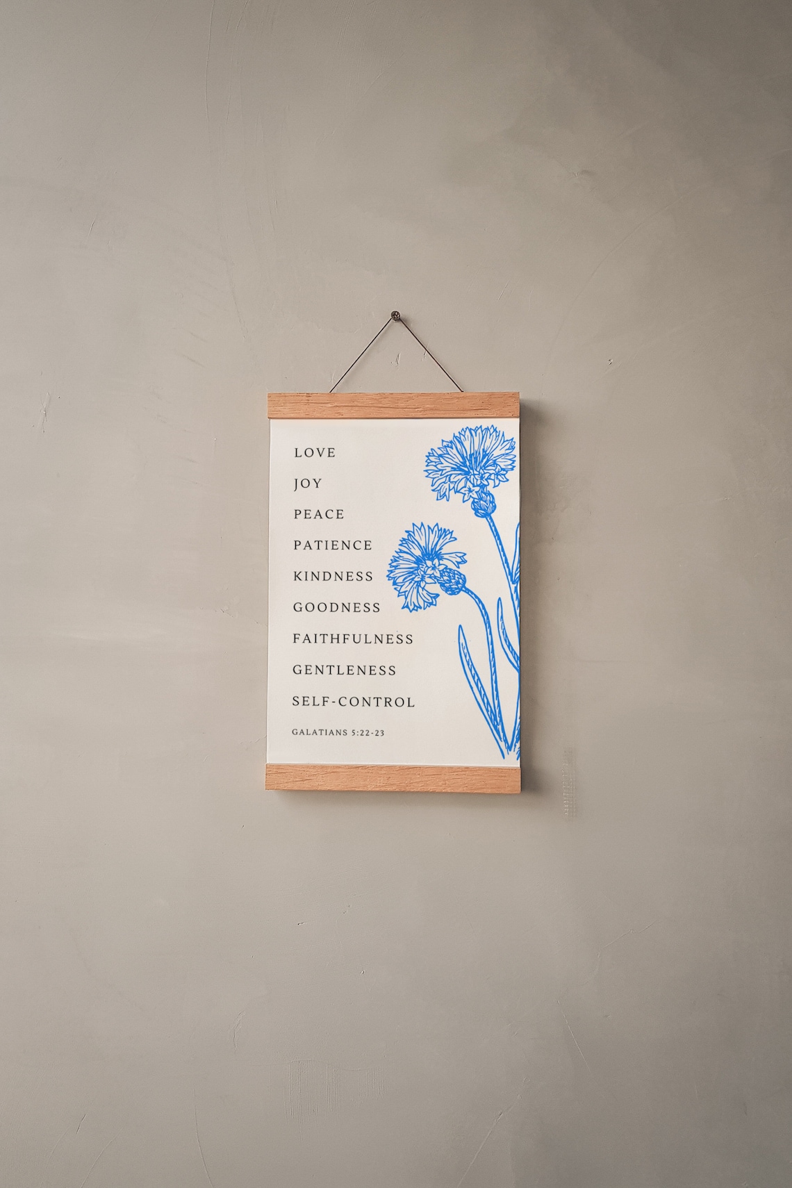 Fruit of the Spirit Galatians 5 Blue Floral Christian Scripture Poster - Image 2