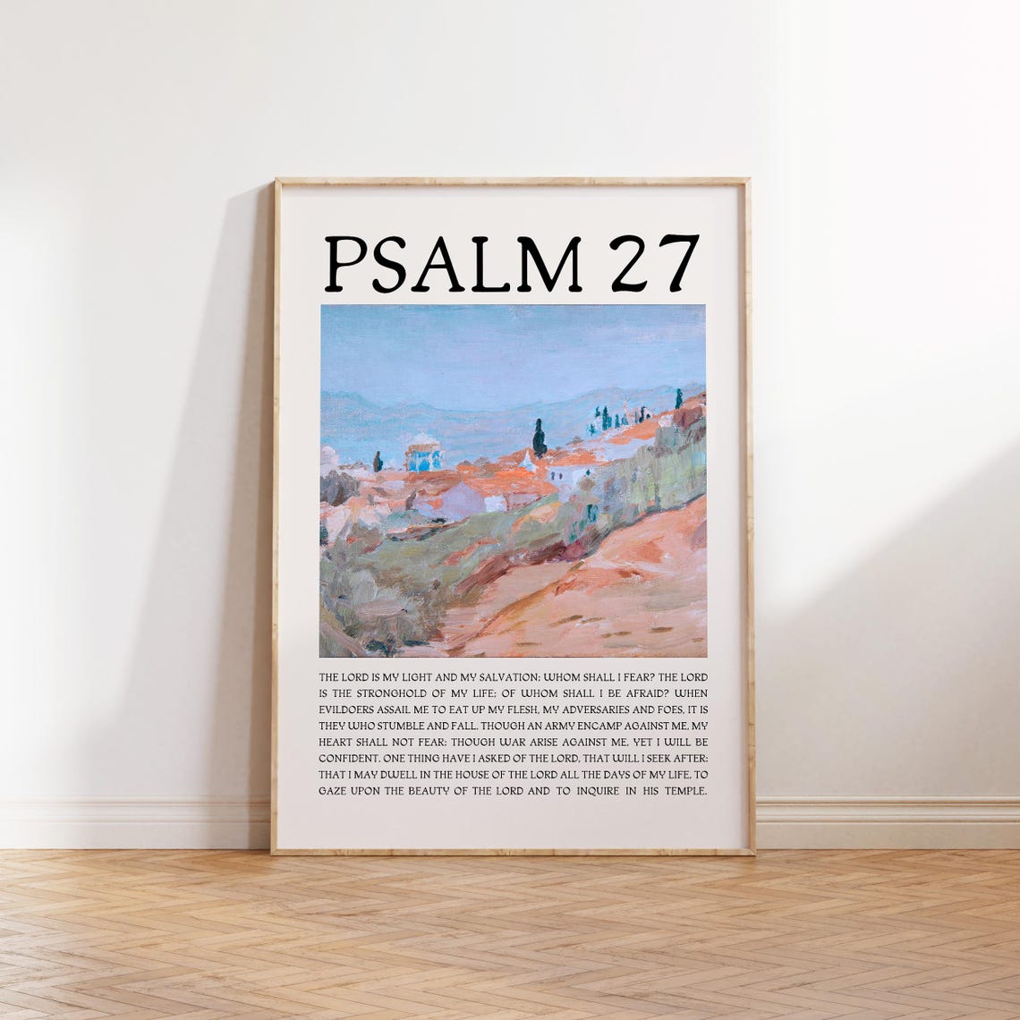 Psalm 27 The Lord Is My Light Hillside Village Landscape Poster