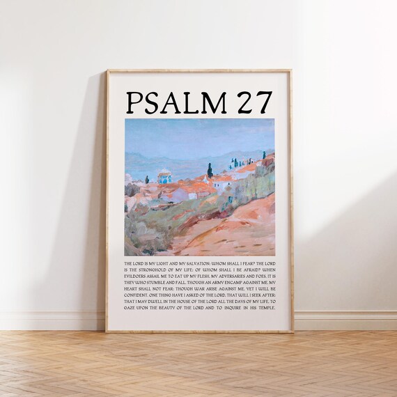 Psalm 27 The Lord Is My Light Hillside Village Landscape Poster
