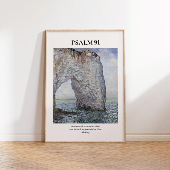 Psalm 91 He Who Dwells Coastal Rock Arch Seascape Verse Poster
