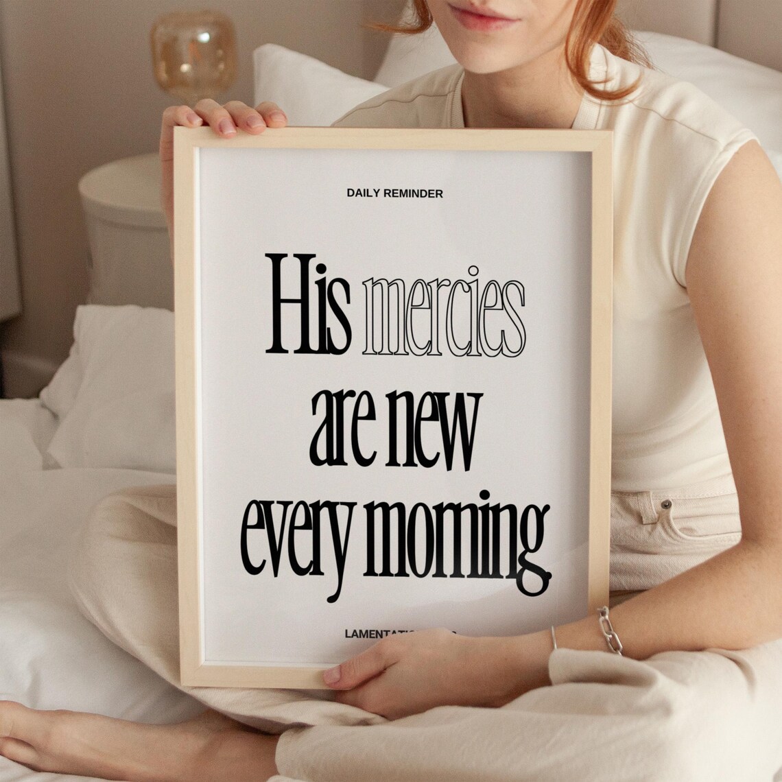 Daily Reminder His Mercies Are New Every Morning Black Typography Poster - Image 2