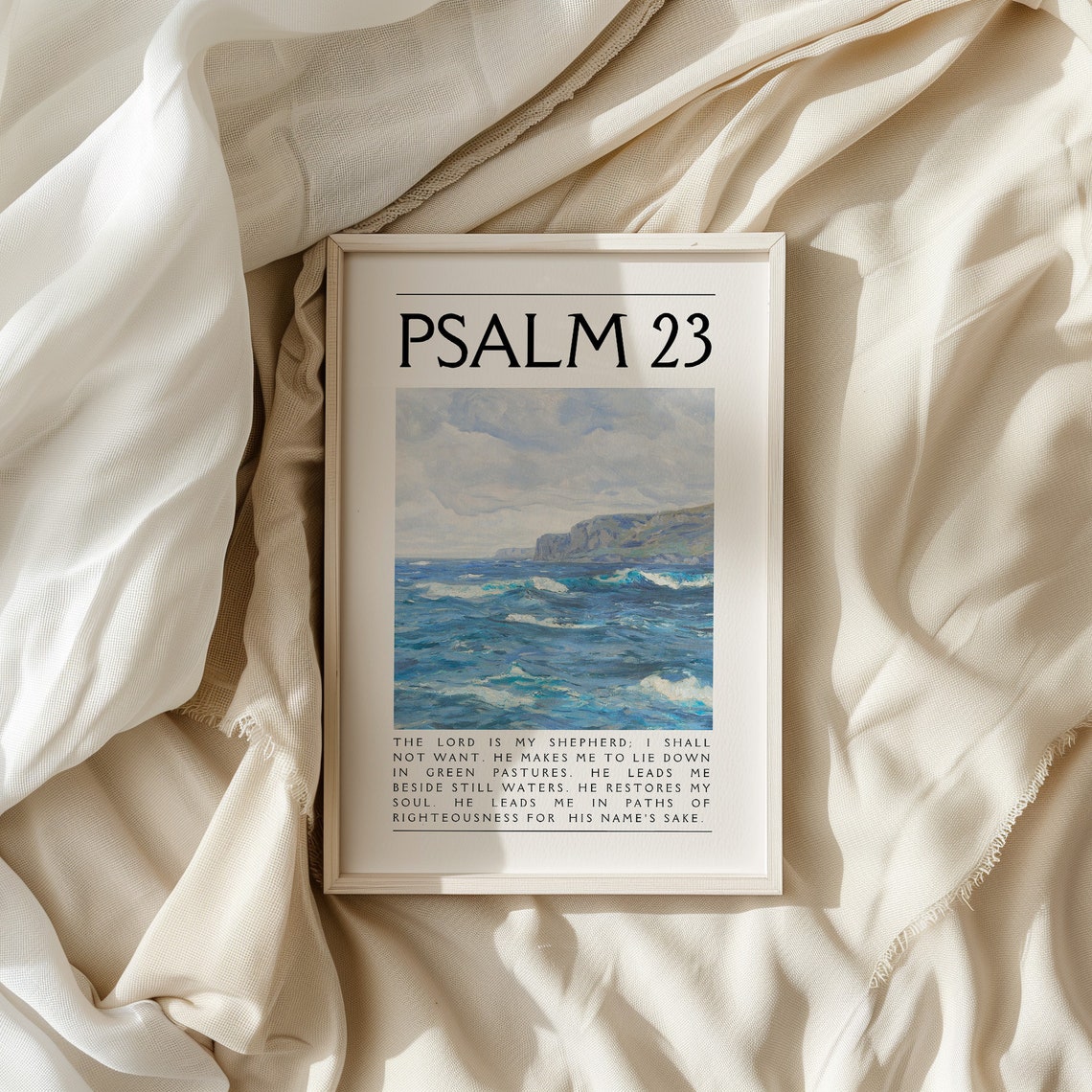 Psalm 23 Ocean Waves The Lord Is My Shepherd Scripture Art Poster - Image 4