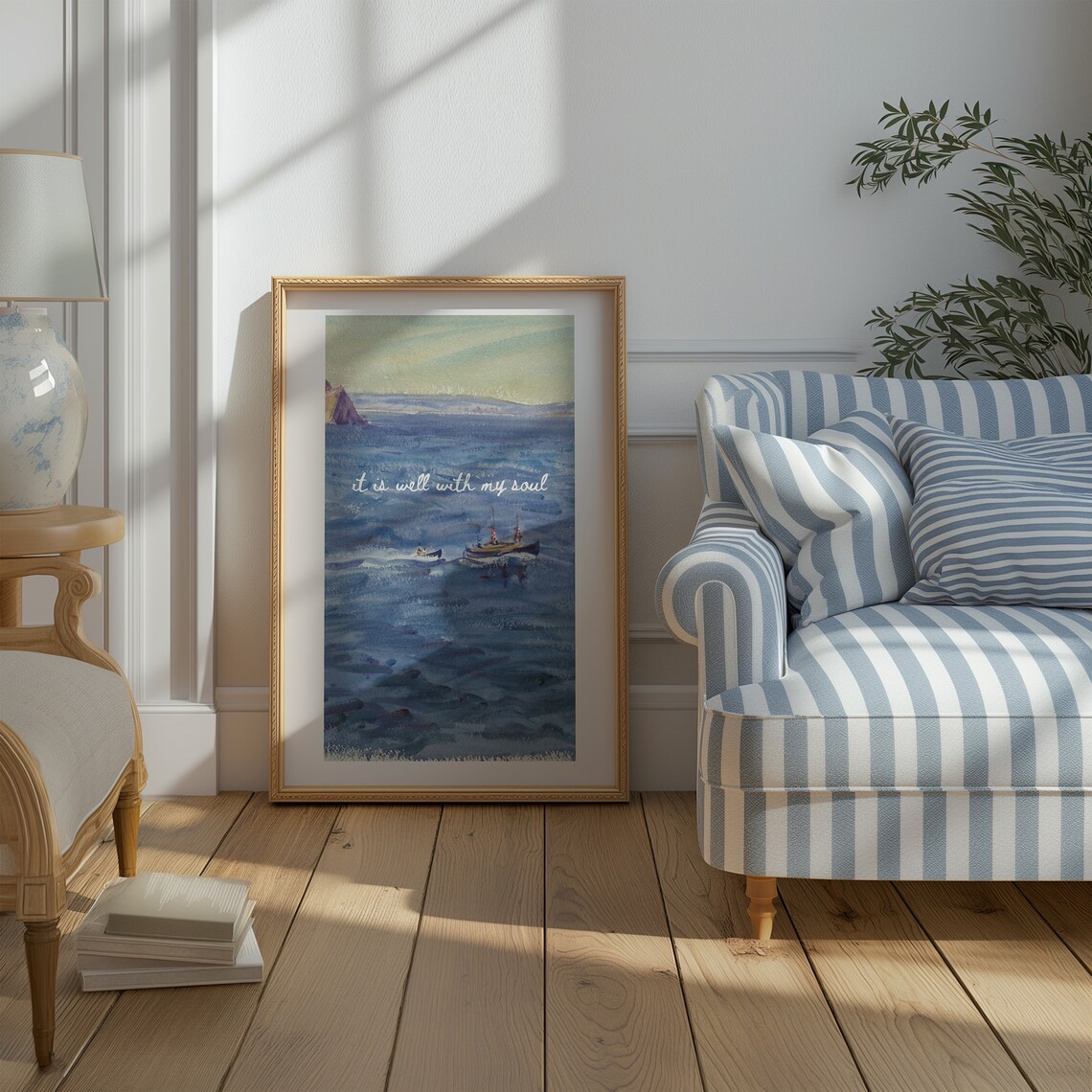 It Is Well Coastal Christian Bible Verse Art Print - Image 3